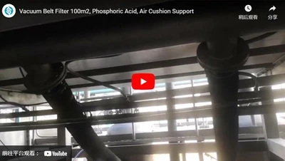 Filtro a nastro sottovuoto 100 m2, acido fosforico, supporto per cuscino d'aria